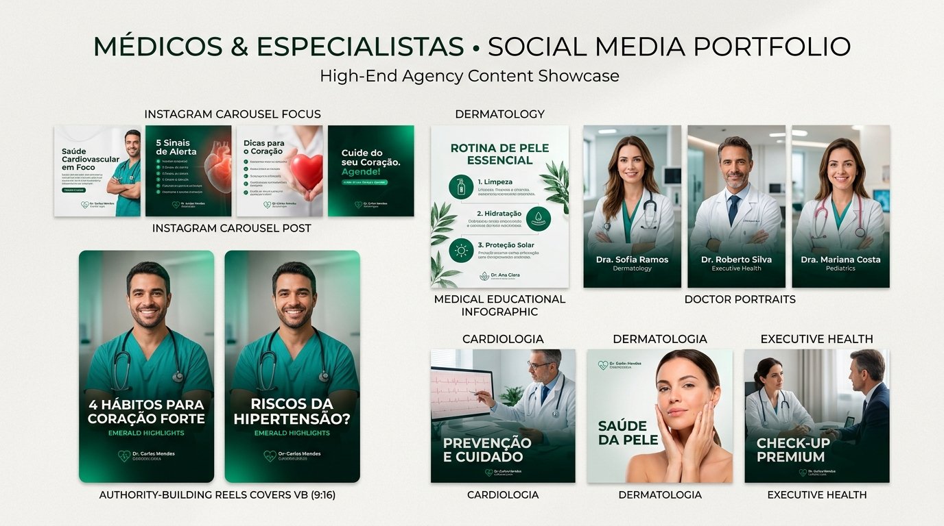 Exemplo de posts e feed para Médicos & Especialistas