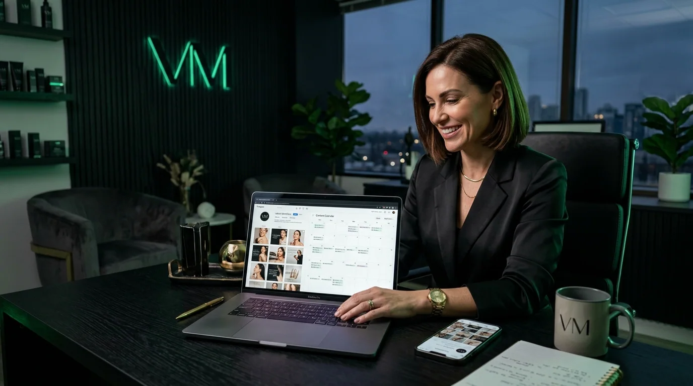 Profissional satisfeita com conteúdos do Instagram prontos e organizados pela Ultra Marketing